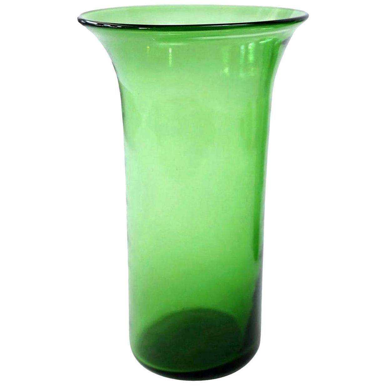 Scottish Monart Green Art Glass Vase For Sale at 1stDibs