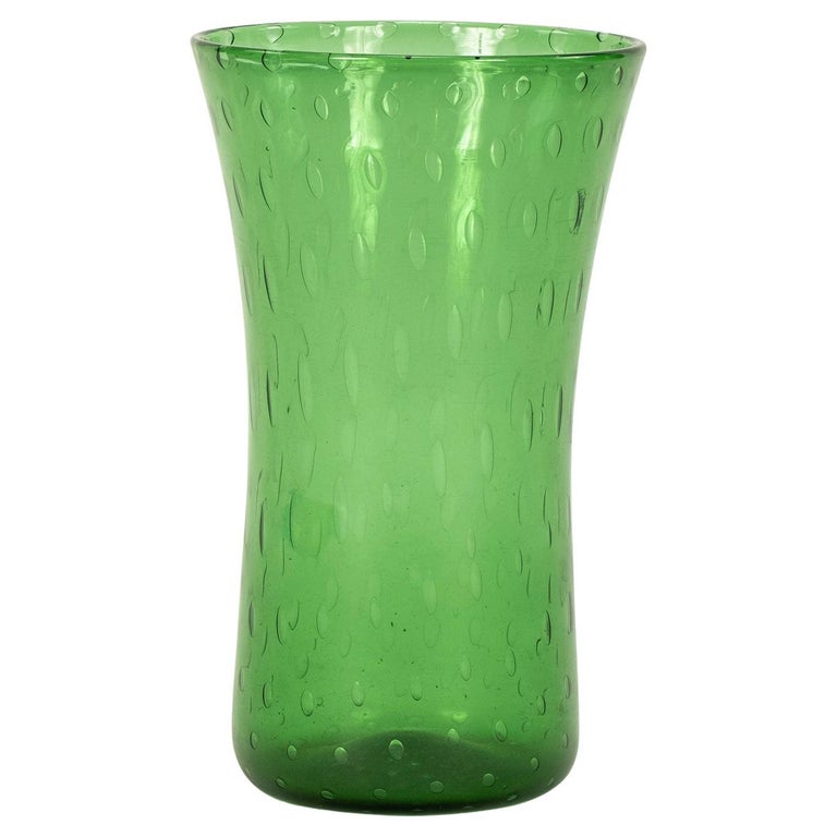 Italian Green Glass Vase For Sale at 1stDibs