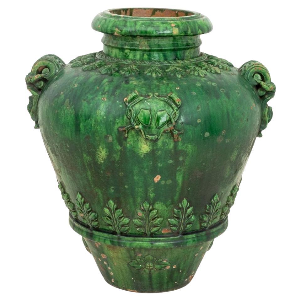 Italienische grün glasierte Terrakotta-Vase