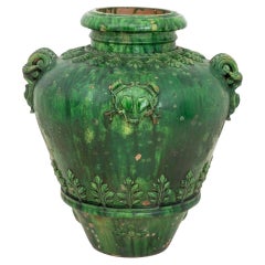 Italian Green Glazed Terracotta Vase