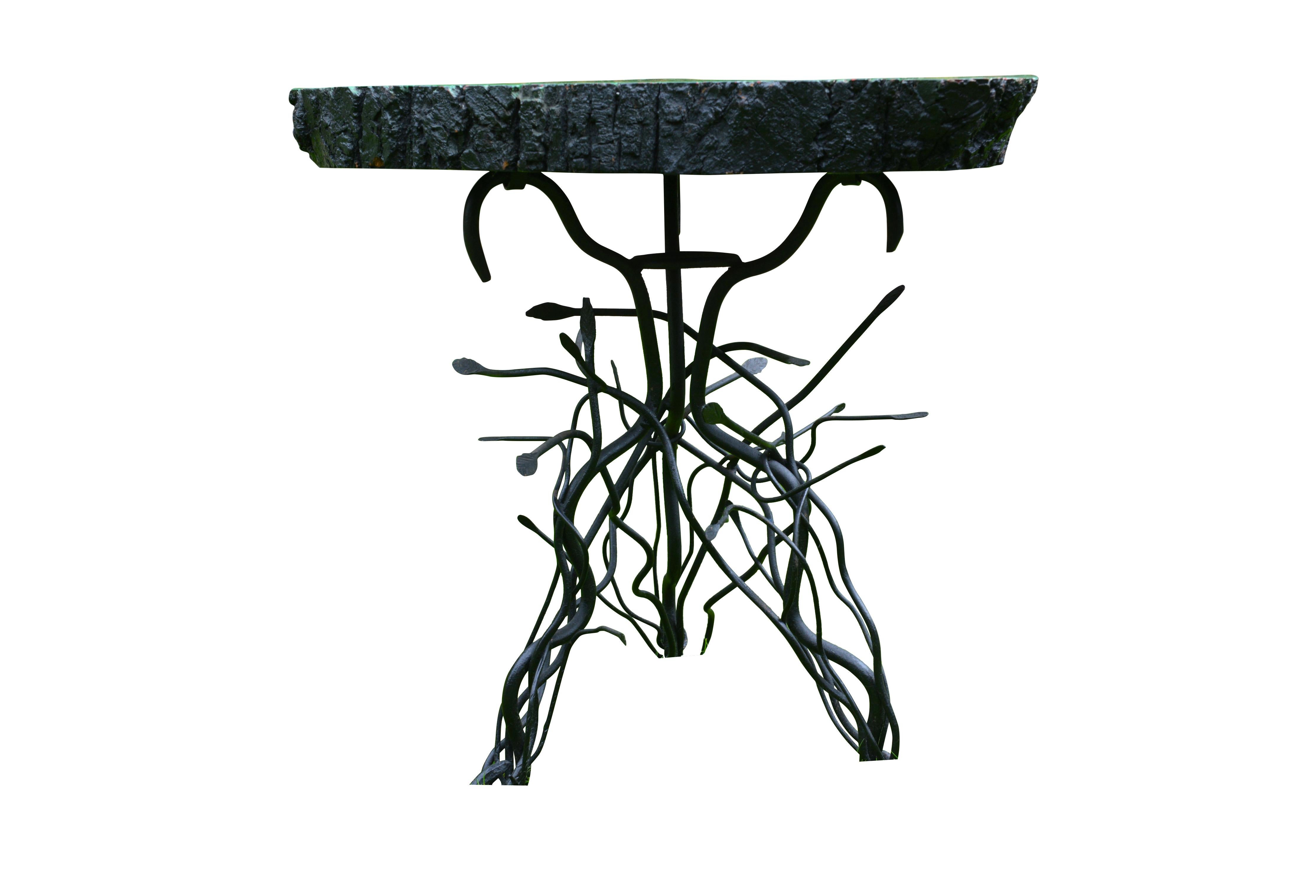 Italian Green Lacquered on Iron Base Side Table, circa 1970 For Sale 1