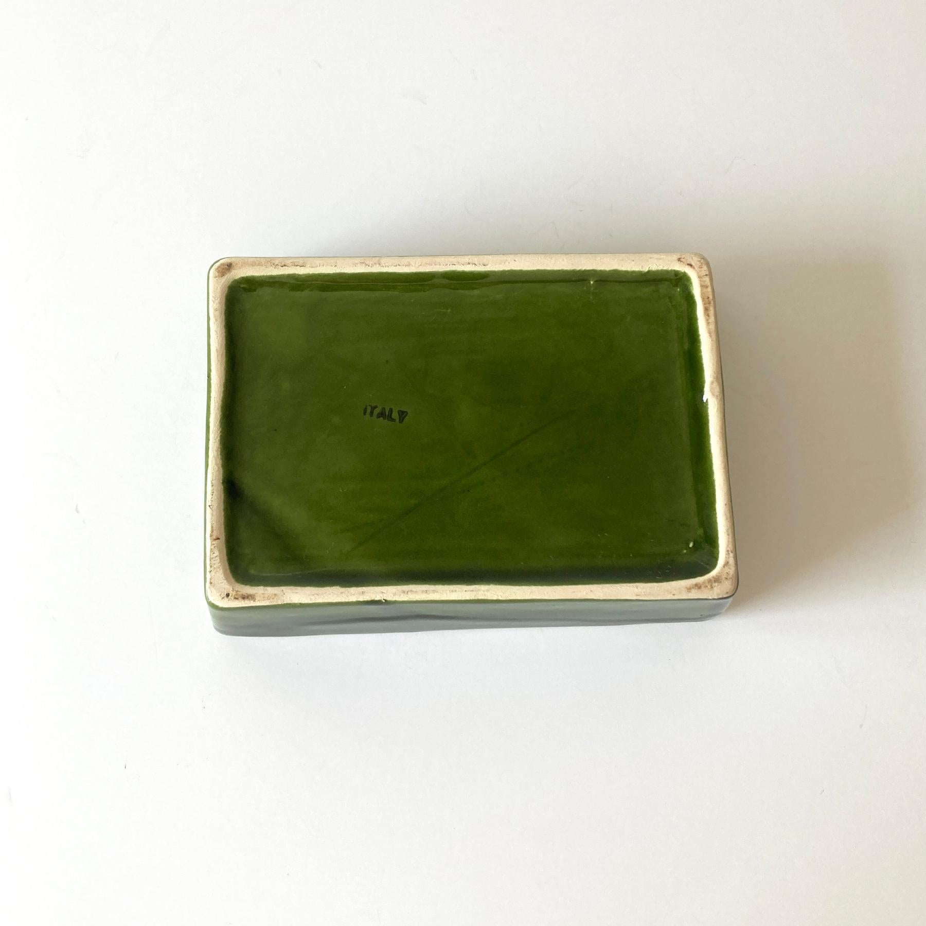 Italian Green Lidded Ceramic Box, 1960s 3