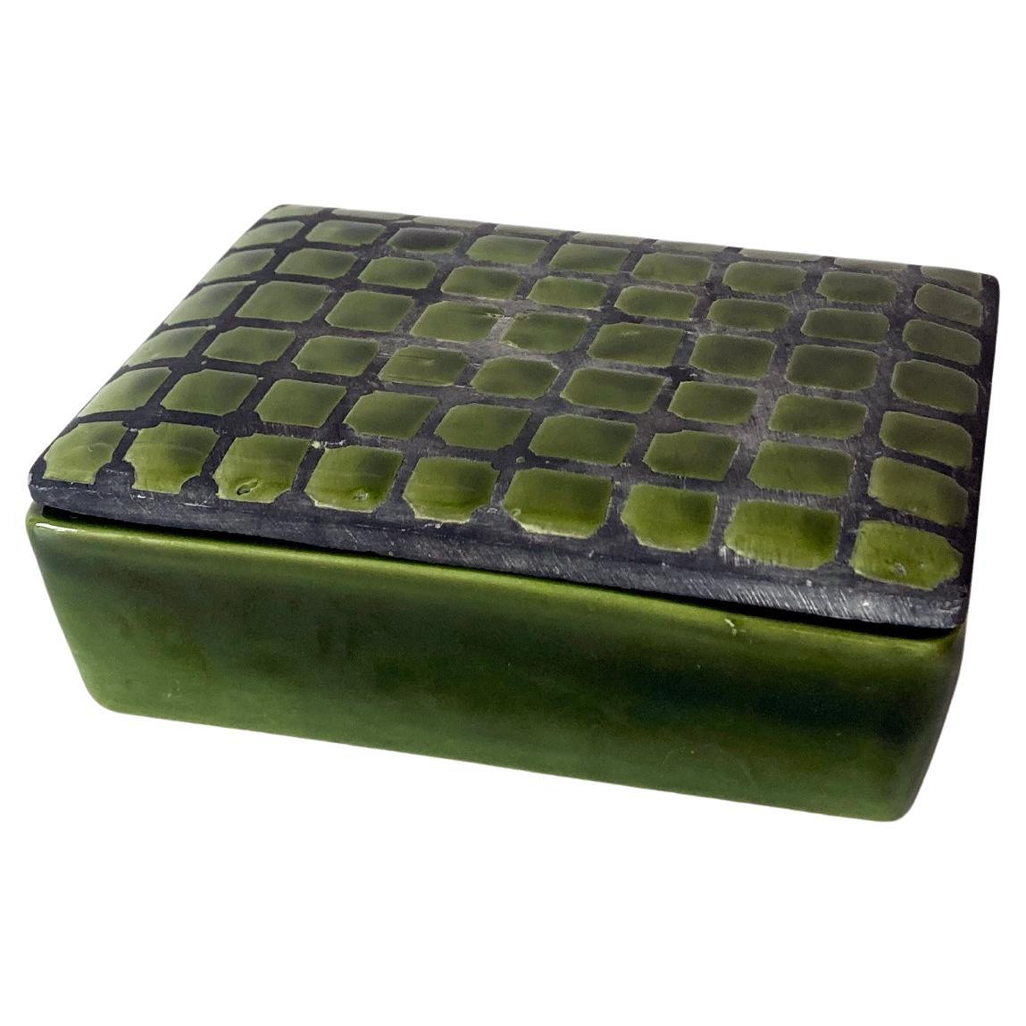 Italian Green Lidded Ceramic Box, 1960s