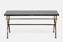 Italian Green Marble and Brass Coffee Table