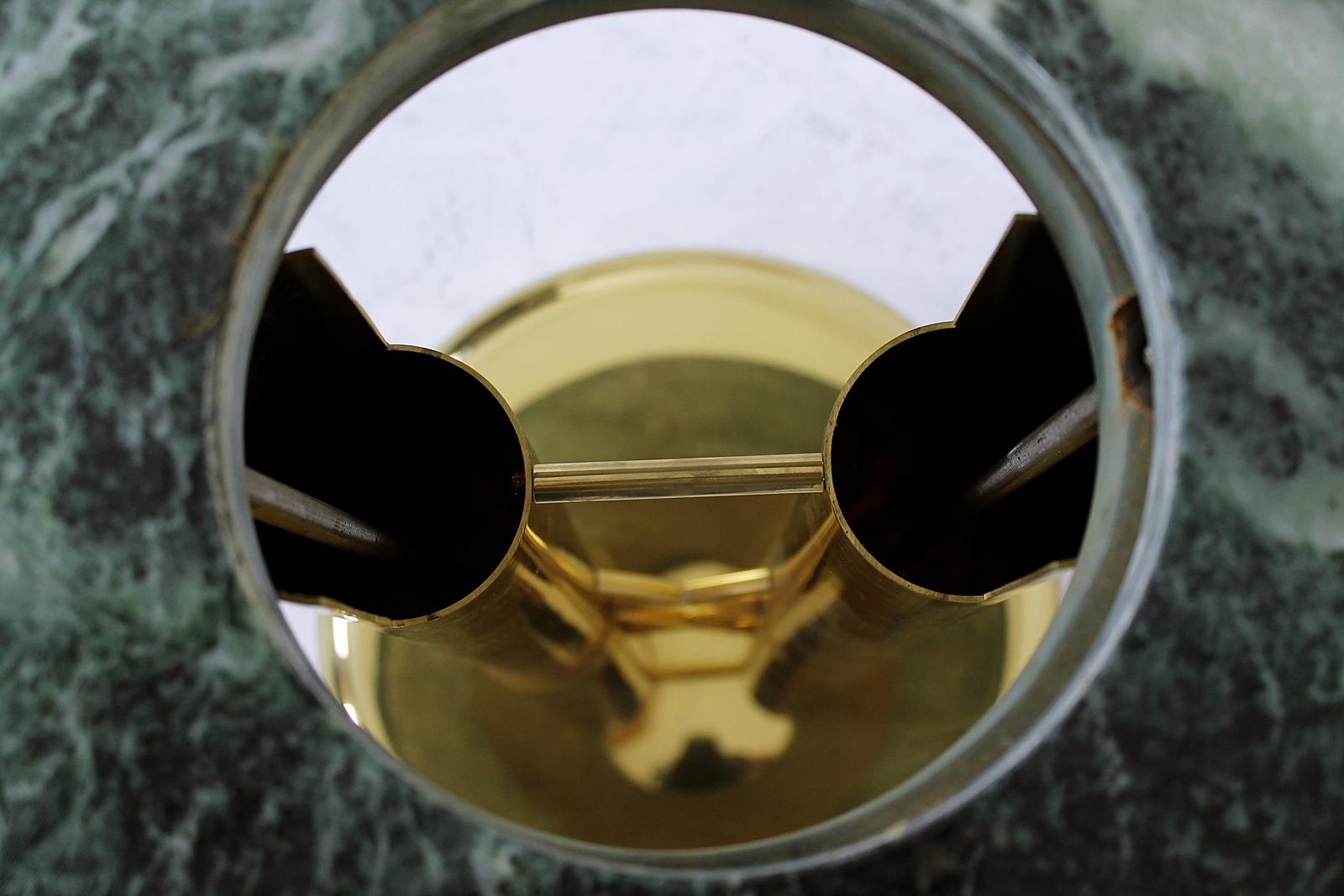 Modern Italian Green Marble and Brass Side Table Cigar Ashtray, 1980s