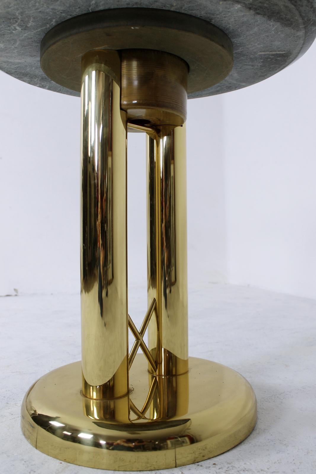 Italian Green Marble and Brass Side Table Cigar Ashtray, 1980s In Good Condition In Debrecen-Pallag, HU