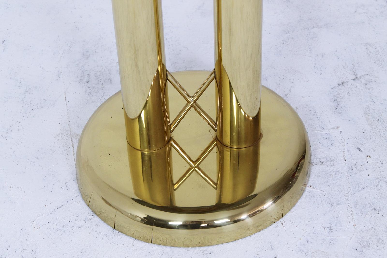 Late 20th Century Italian Green Marble and Brass Side Table Cigar Ashtray, 1980s