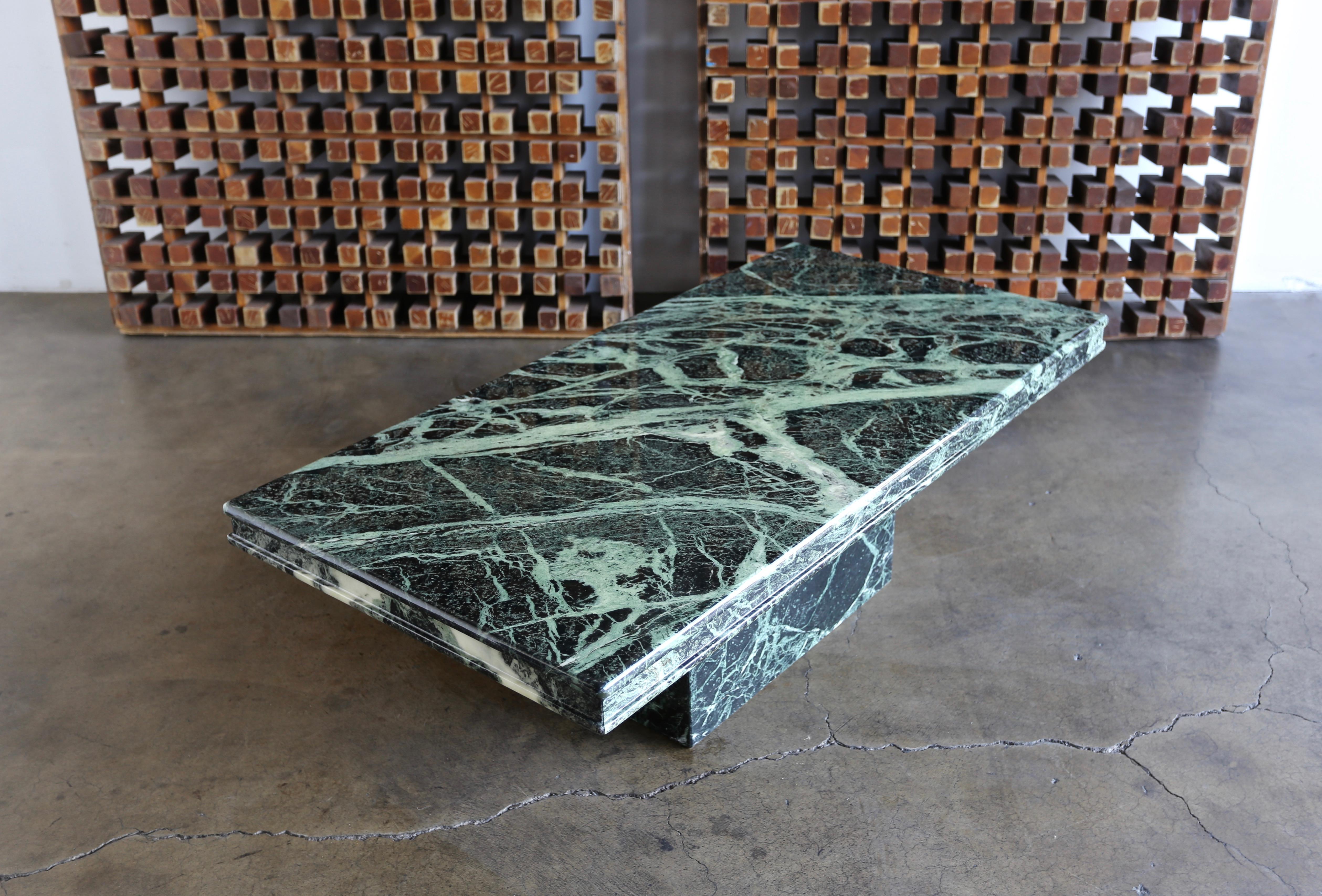 Italian green marble coffee table, circa 1980.