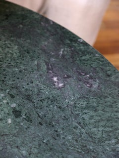 Italian Marble Dining Table, Green Round Top with Chrome Base, 1970s