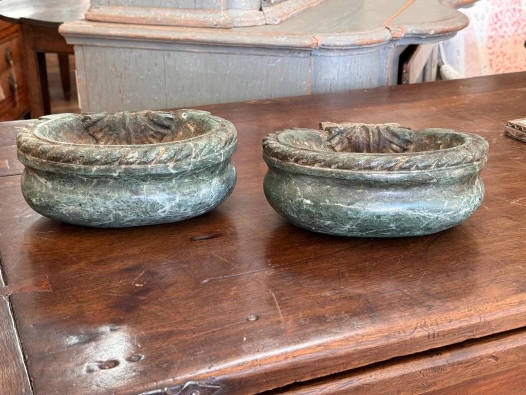 18th Century and Earlier Italian Green Marble Fonts, 18th Century