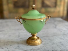 Italian Green Marble Lidded Bonbonnière with Brass Mounts, Early 20th Century