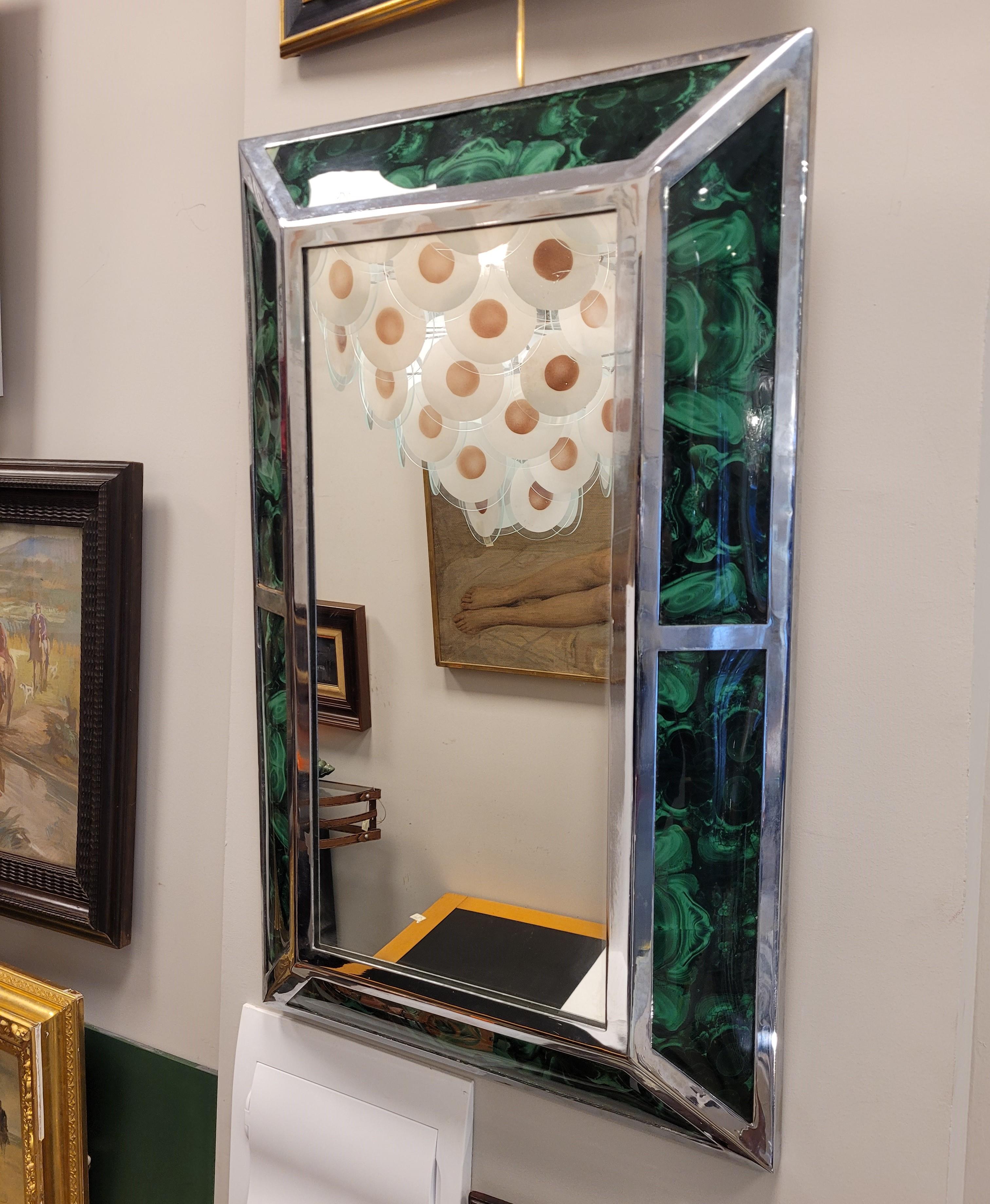 Italian  Green  mirror 70s similar to malachite  4