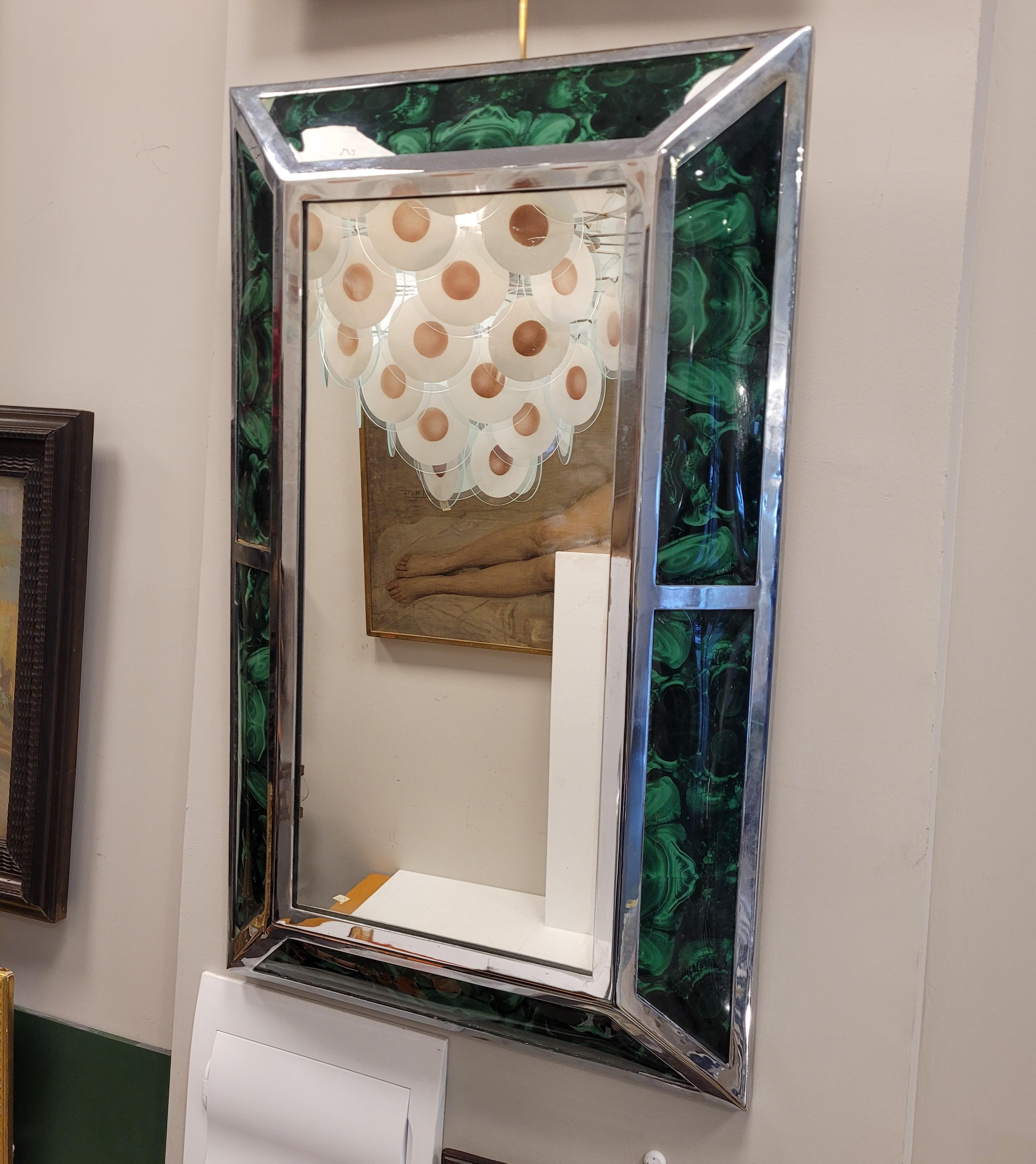 Italian  Green  mirror 70s similar to malachite  9