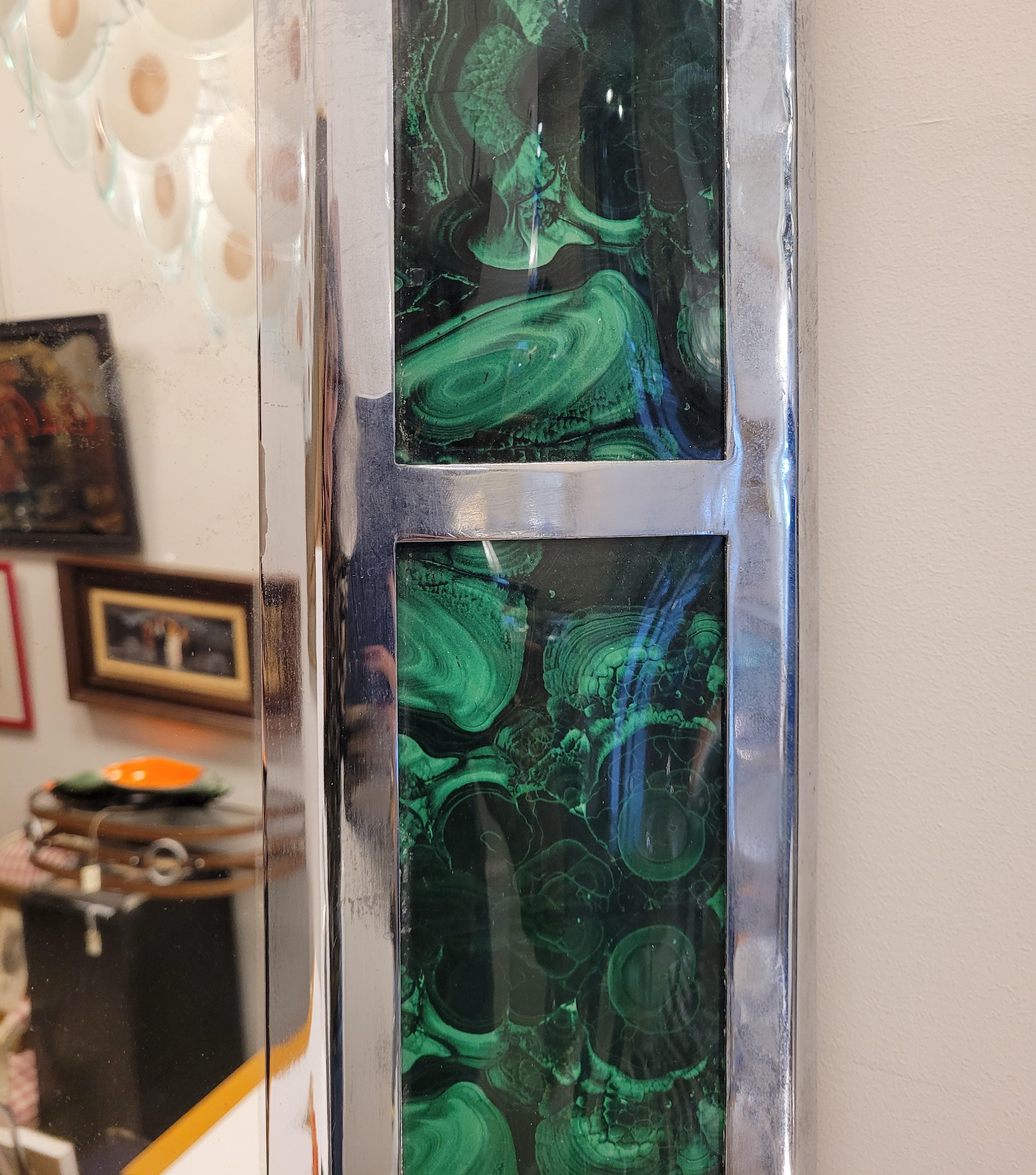 Italian  Green  mirror 70s similar to malachite  12
