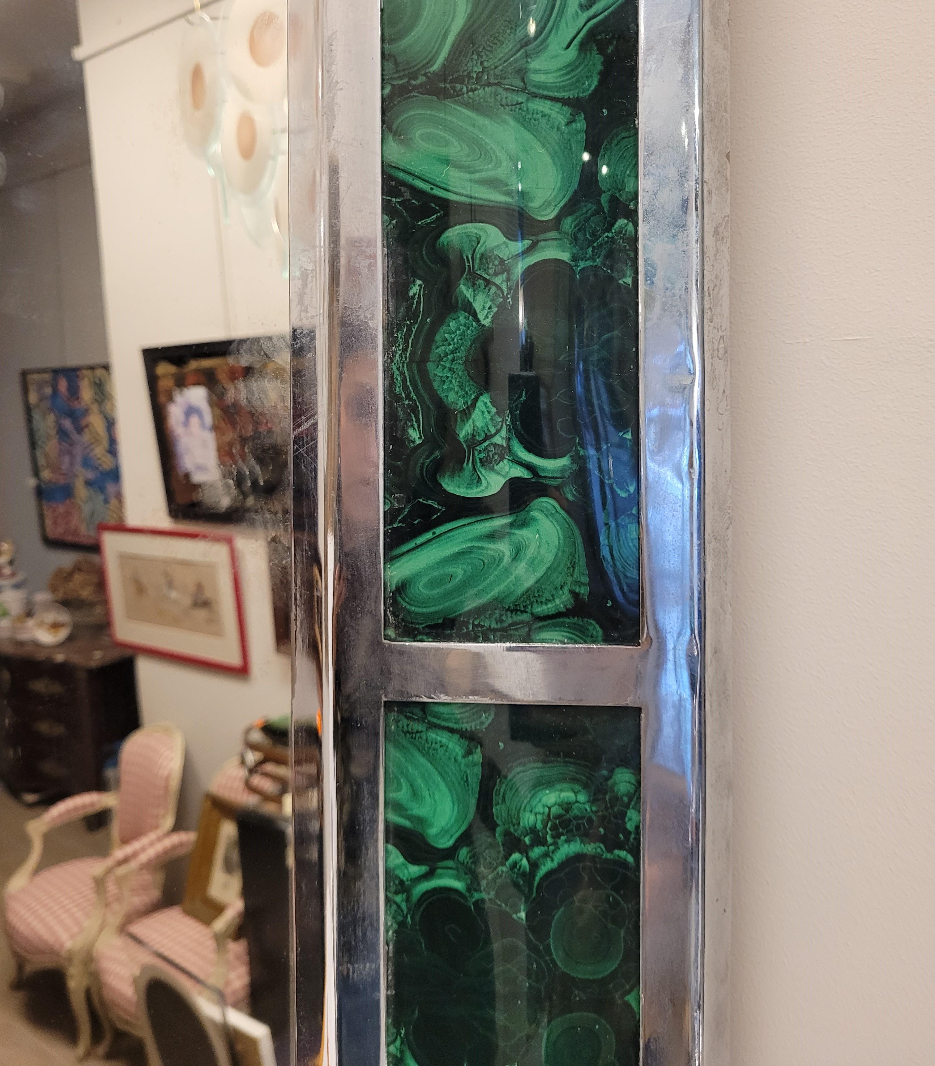 Metal Italian  Green  mirror 70s similar to malachite 