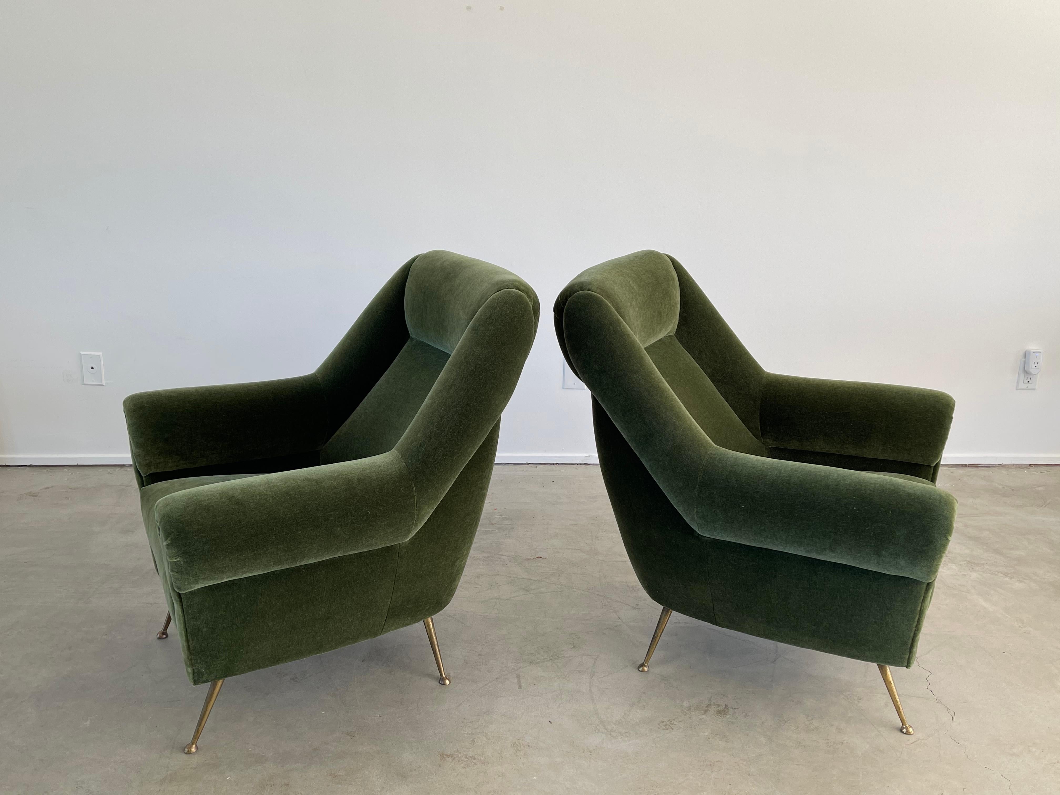 Italian Green Mohair Lounge Chairs 6