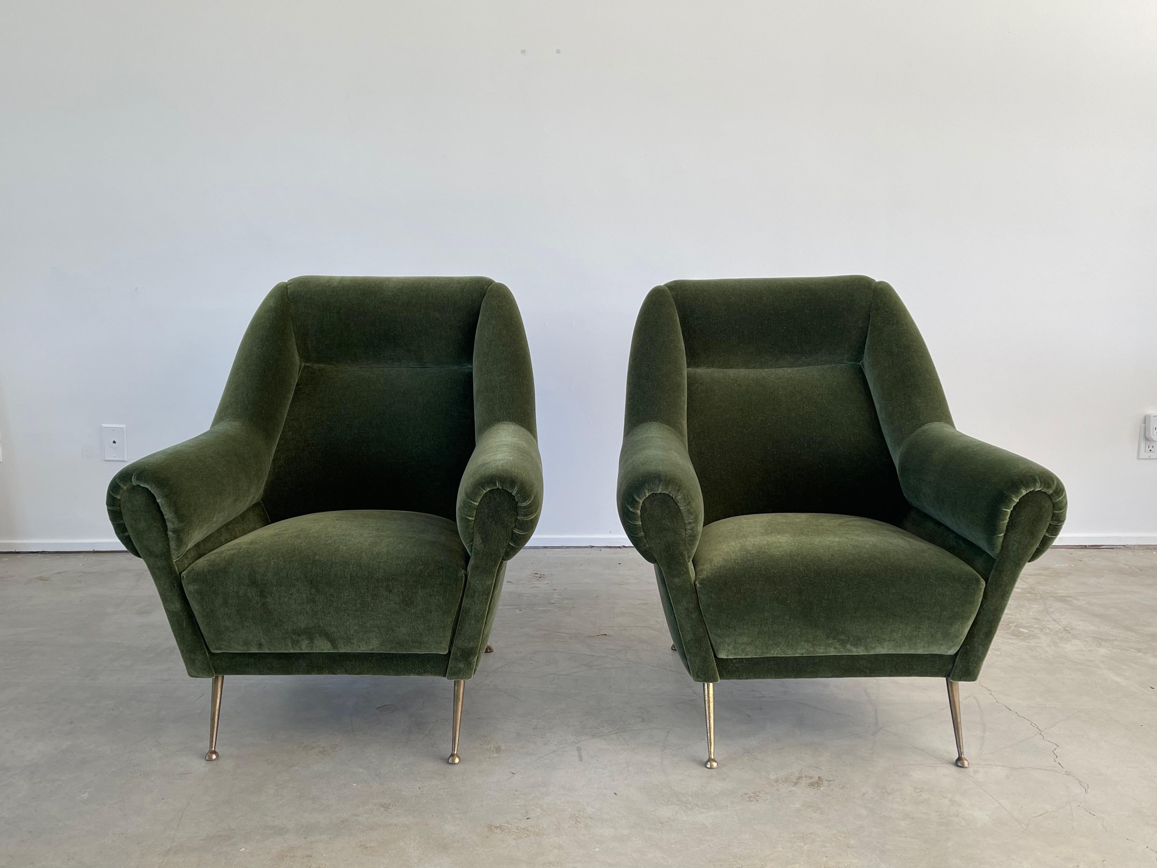 Italian Green Mohair Lounge Chairs 1