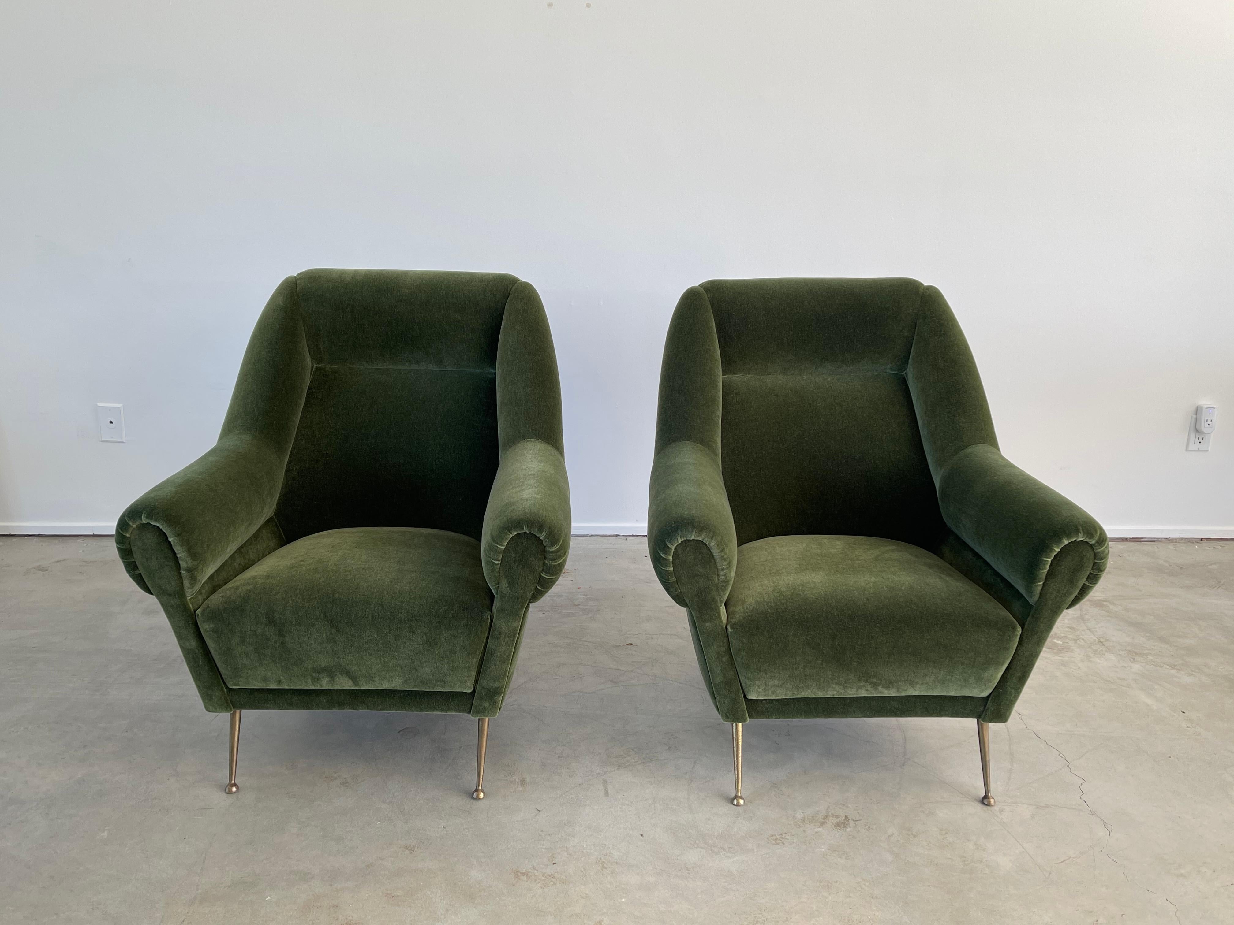 Italian Green Mohair Lounge Chairs 2