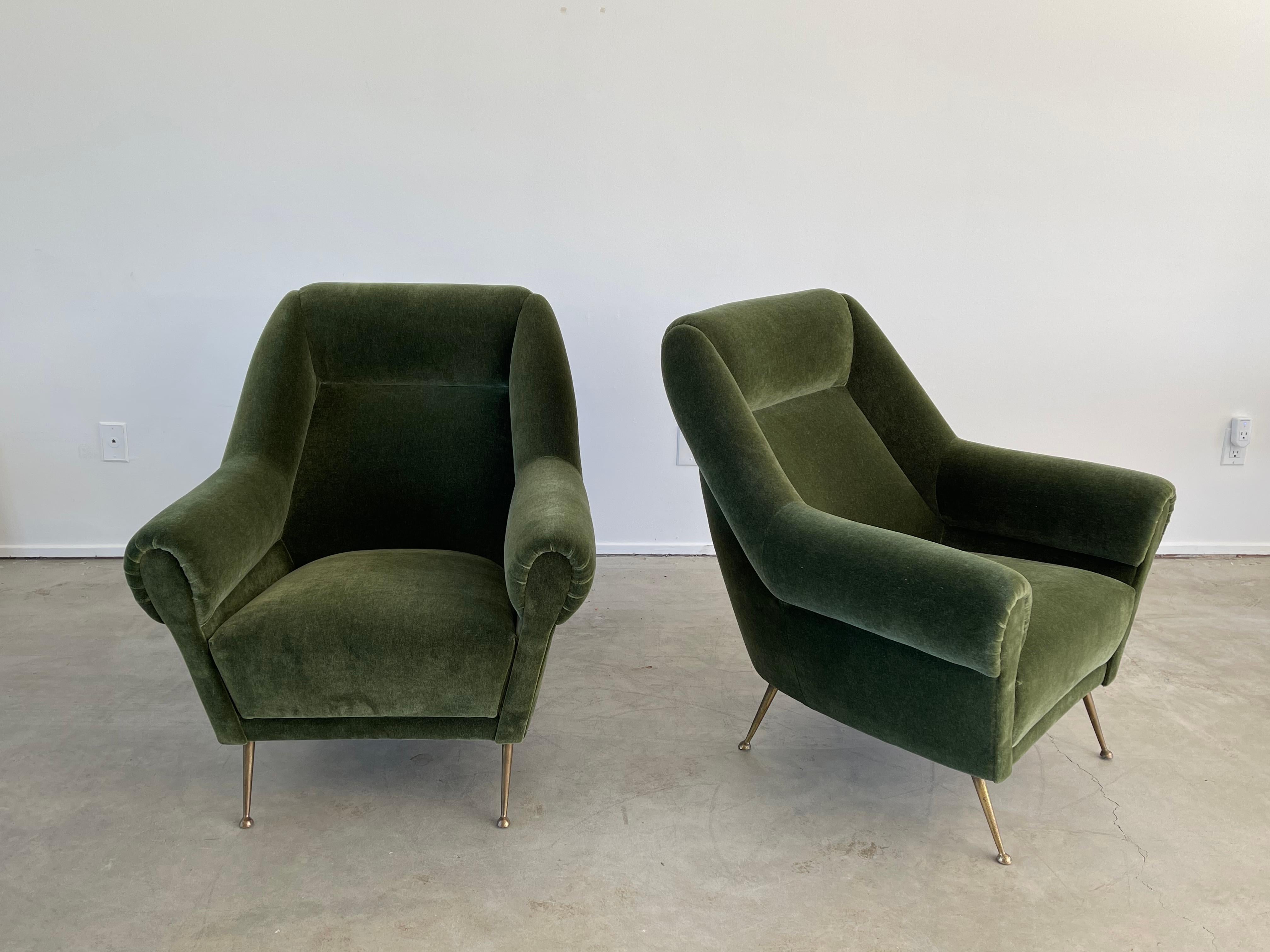 Italian Green Mohair Lounge Chairs 3
