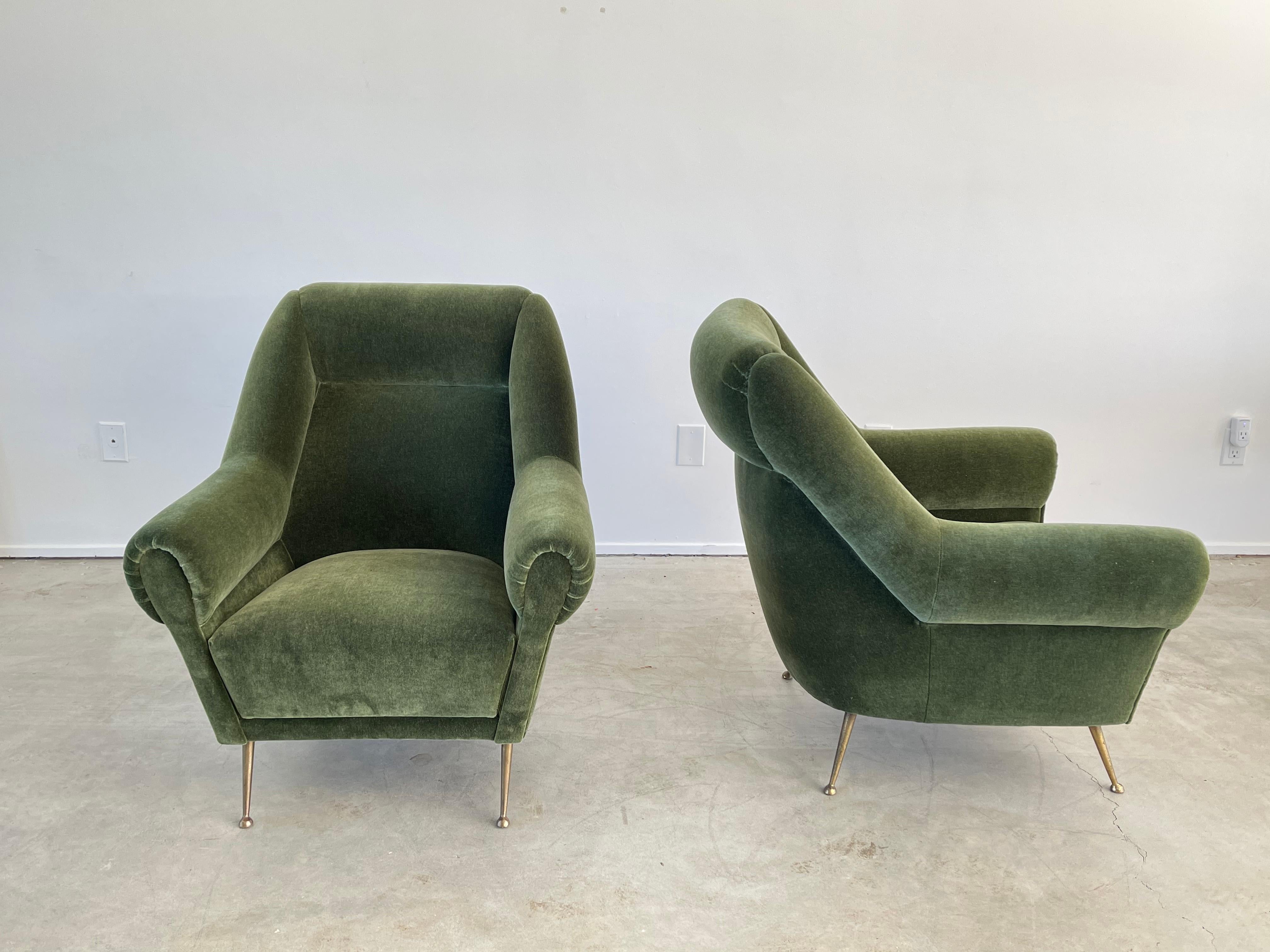 Italian Green Mohair Lounge Chairs 4