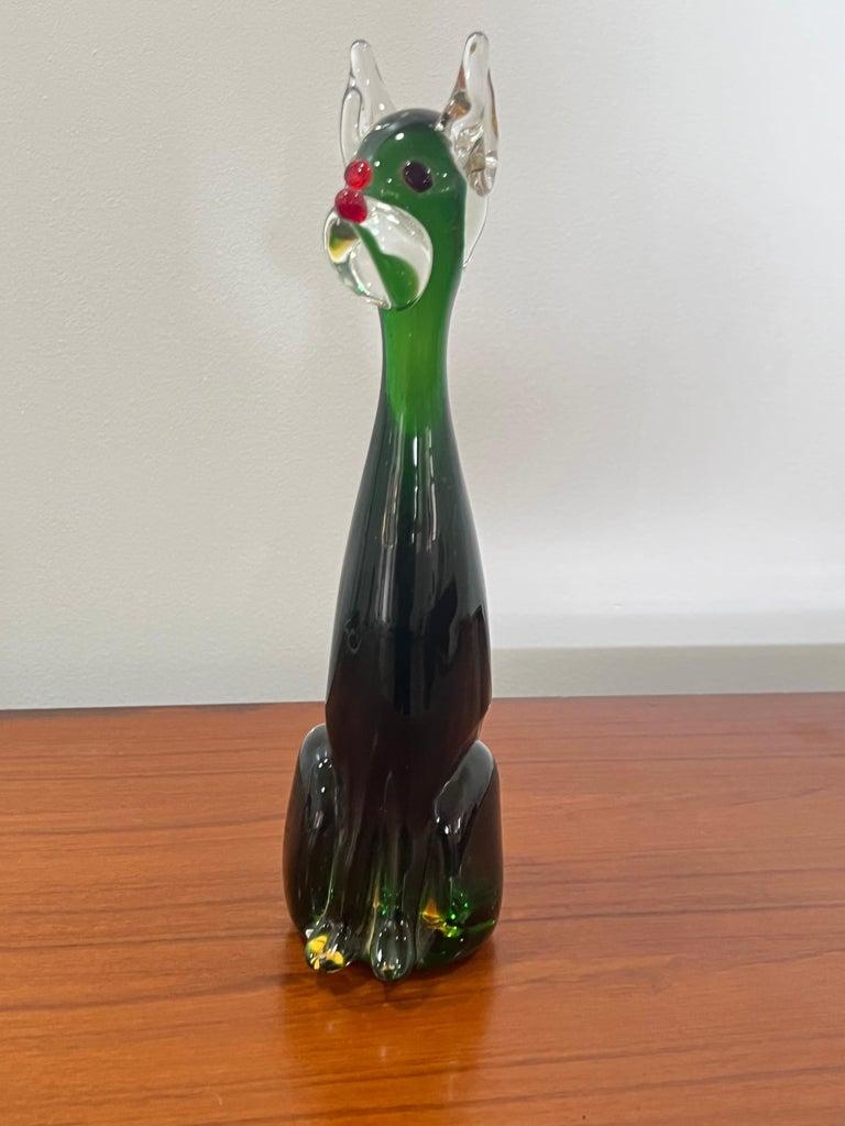 Art Glass from murano island Italy, sculpture in green glass 1960s.