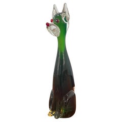 Vintage Italian Green Murano Glass Dog Sculpture, 1960s