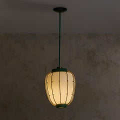 Italian Green Opaline Glass Pendant Light Attributed to Angelo Lelii 1950s
