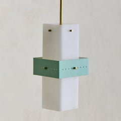 Italian Green Opaline Glass Pendant Light in the Manner of Stilnovo, 1950s