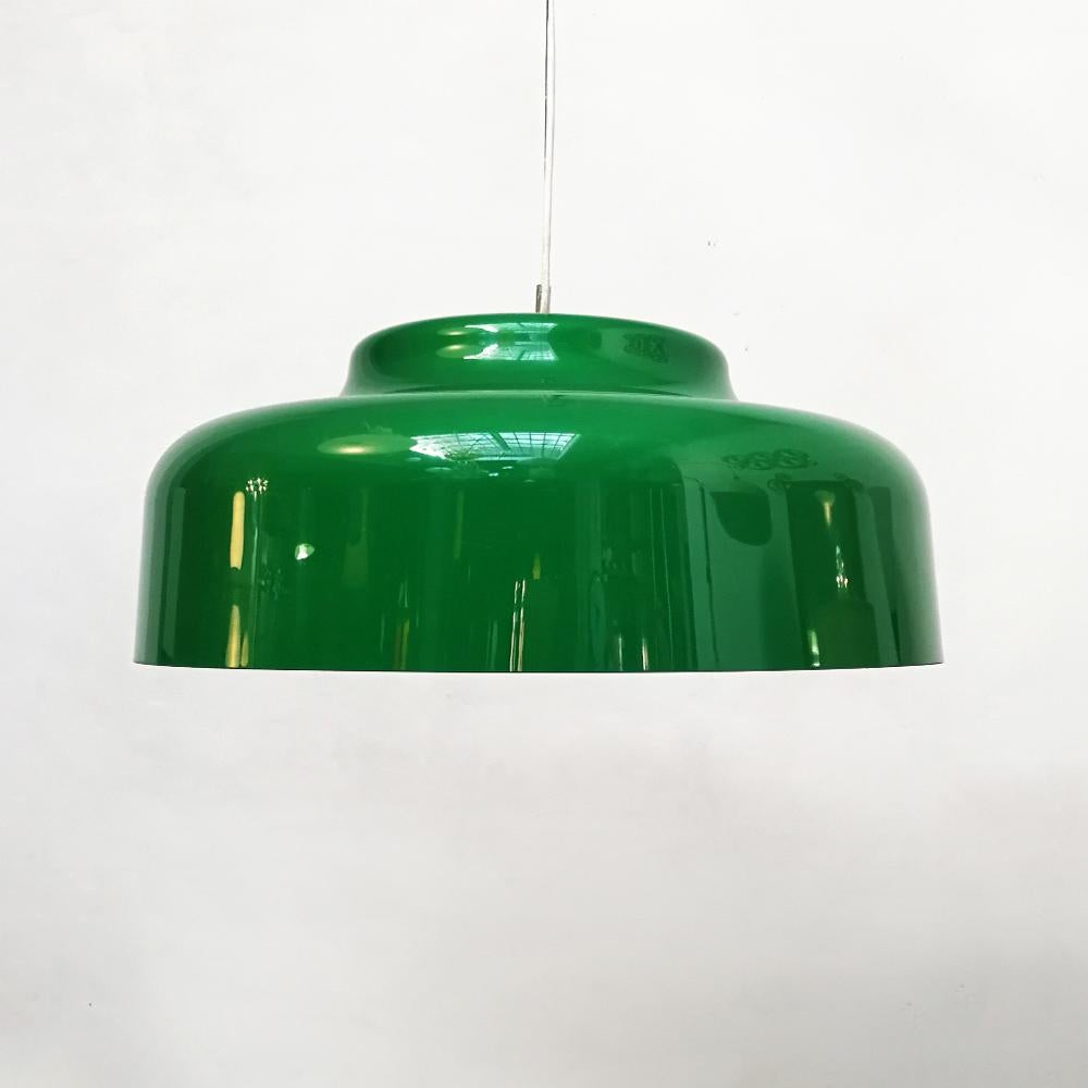 Mid-Century Modern Italian Green Perspex and Chromed Steel Ceiling Lamp, 1970s
