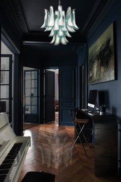 Italian Green Petal Chandelier, Murano