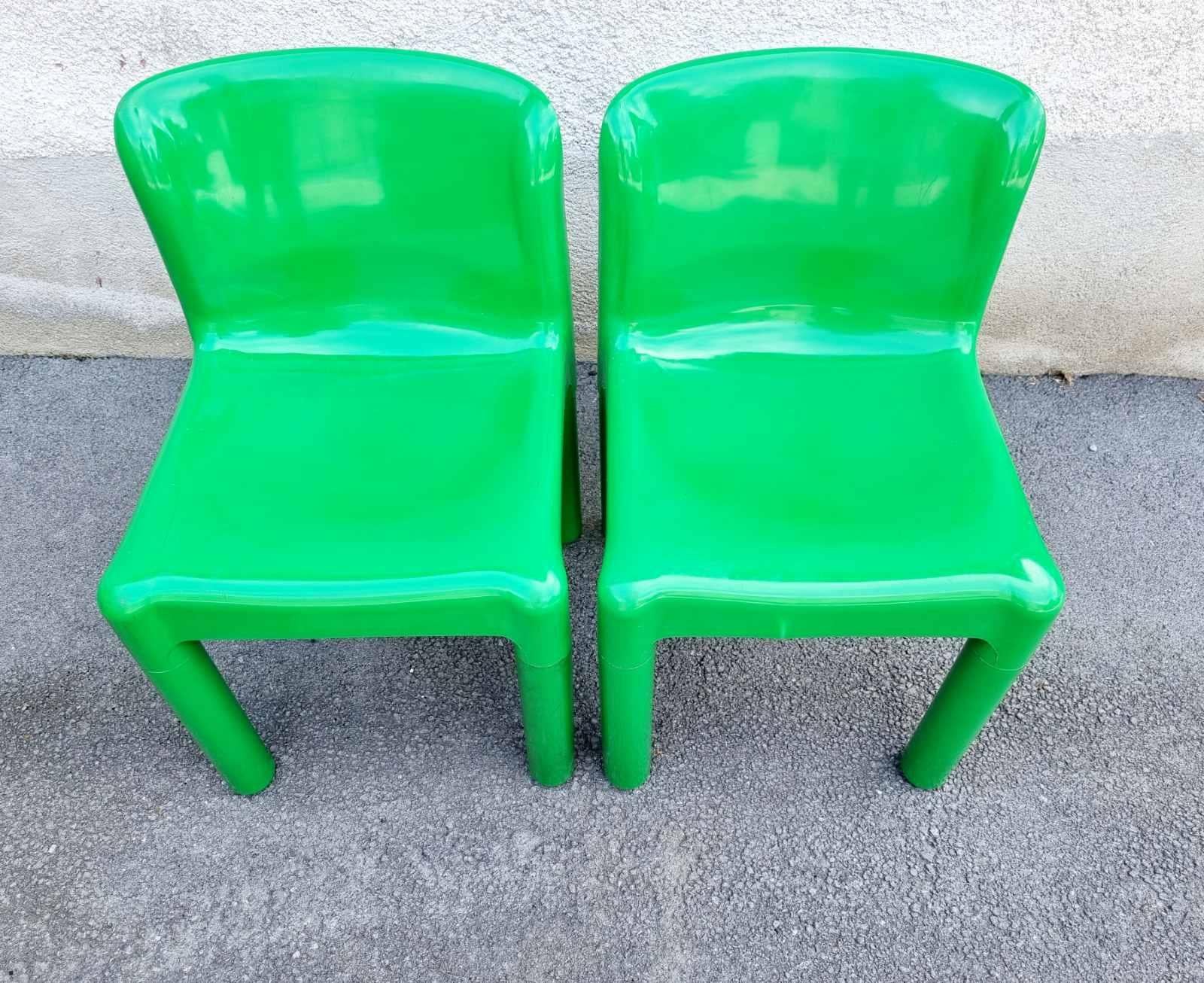 Italian Green Plastic Chairs 4875 by Carlo Bartoli for Kartell, 70s, Pair 5