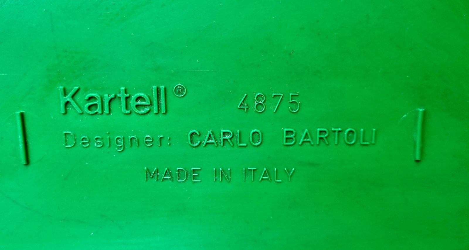 Italian Green Plastic Chairs 4875 by Carlo Bartoli for Kartell, 70s, Pair 6