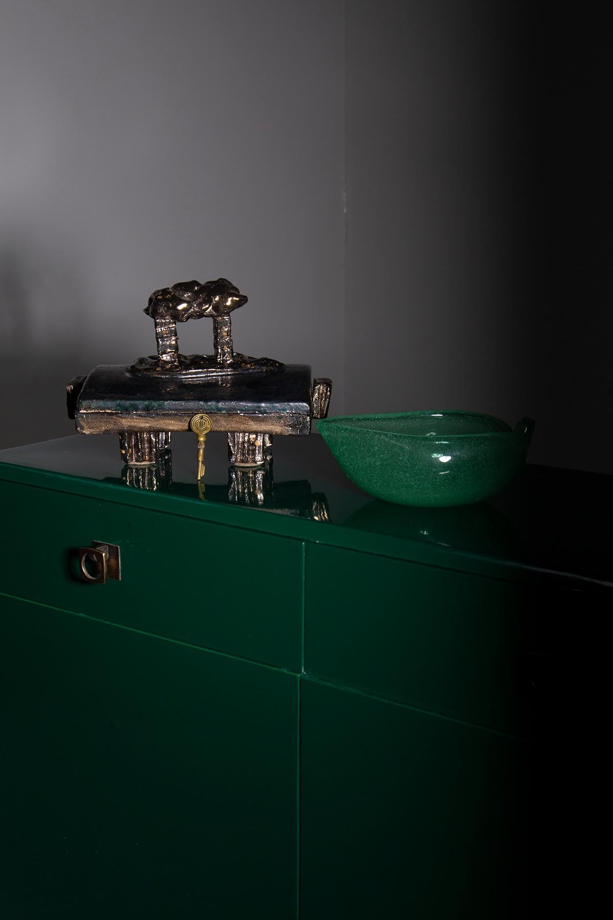 Mid-20th Century Italian green sideboard by Pierluigi Colli For Sale