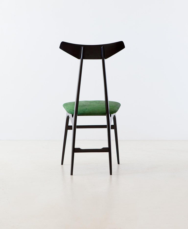 Italian Green Suede Leather Dining Chairs 1950s For Sale At 1stdibs