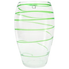  Murano Glass Vase by V. Nason & Co.Italy, Green Swirl Stripe