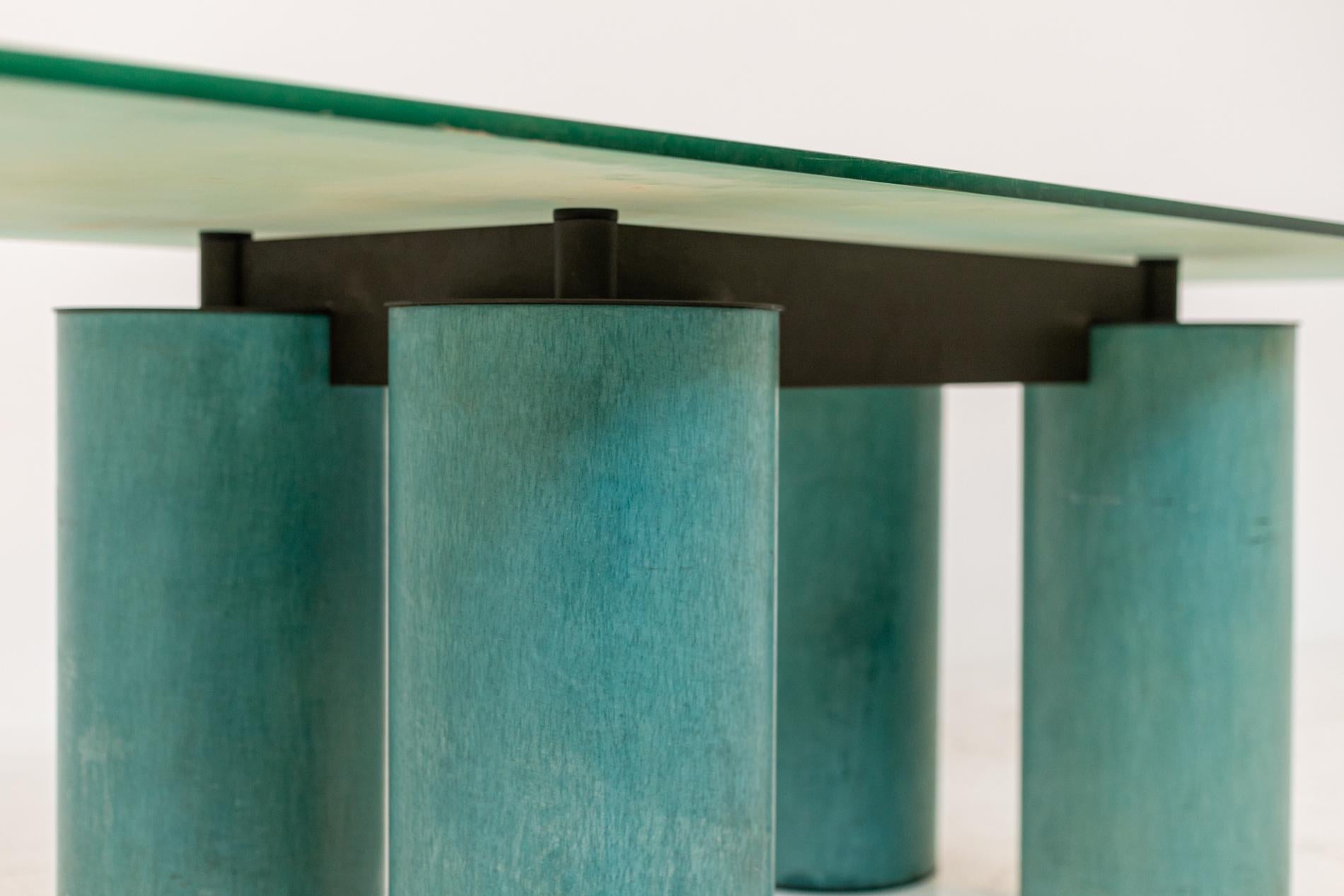 Post-Modern Italian Green Table by Lella and Massimo Vignelli Mod. Serenissimo for Acerbis