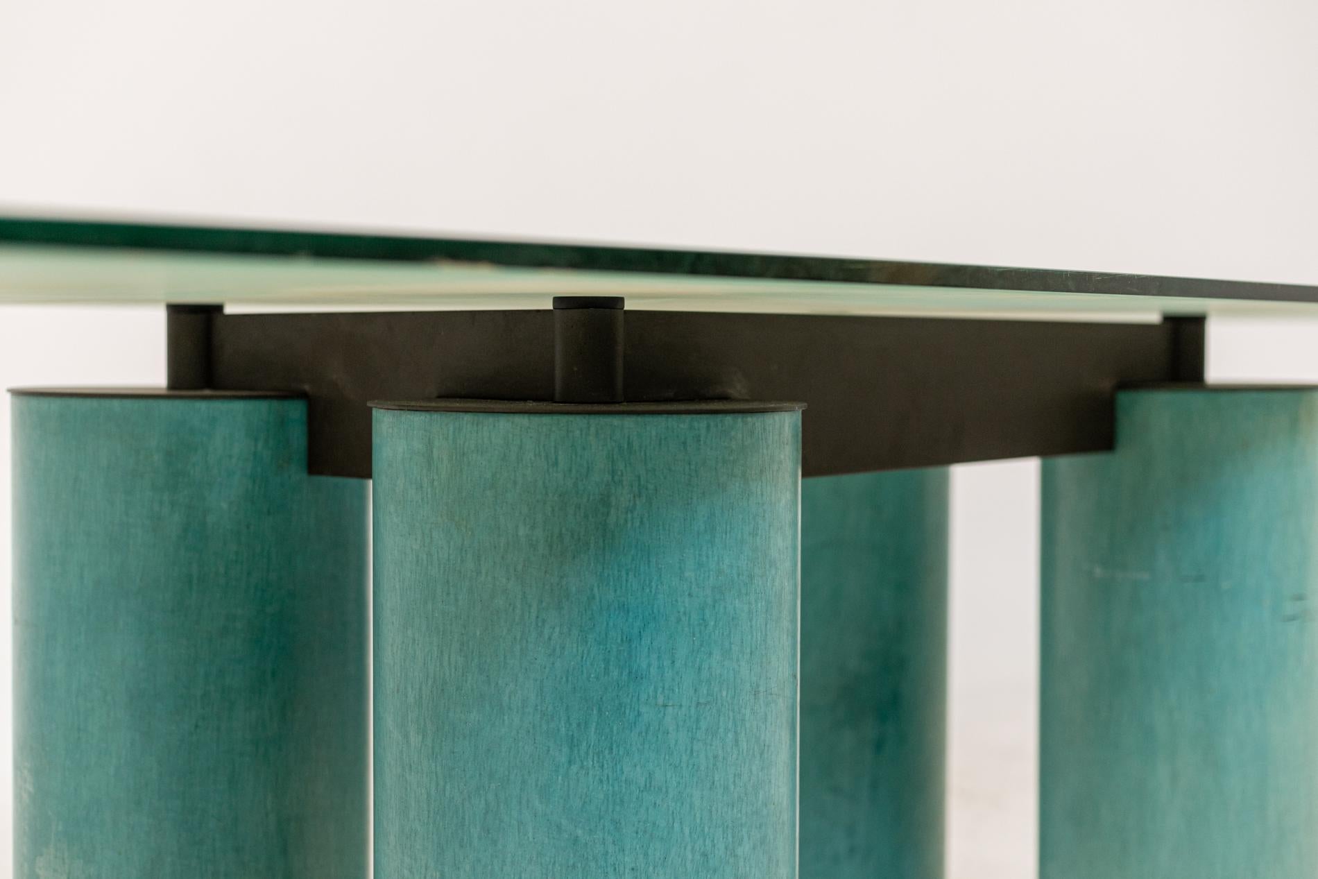 Italian Green Table by Lella and Massimo Vignelli Mod. Serenissimo for Acerbis In Good Condition In Milano, IT