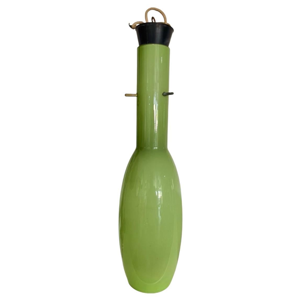 Lampe à suspension italienne en verre épais vert des années 1960 en vente