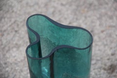 Italian Green Vase Murano Glass Bubbles Inside Angelo Mangiarotti Attributed