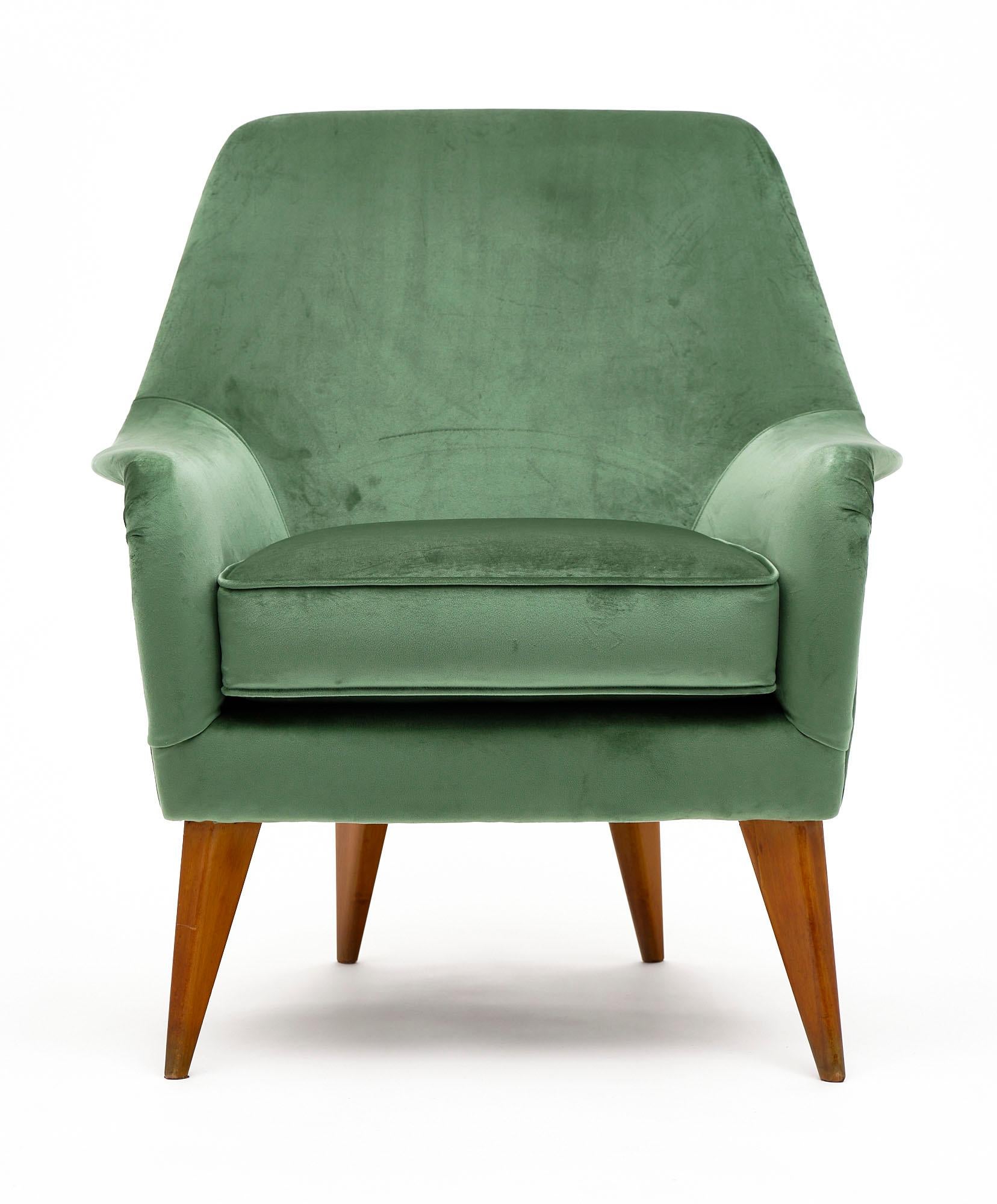 Mid-Century Modern Italian Green Velvet Armchairs