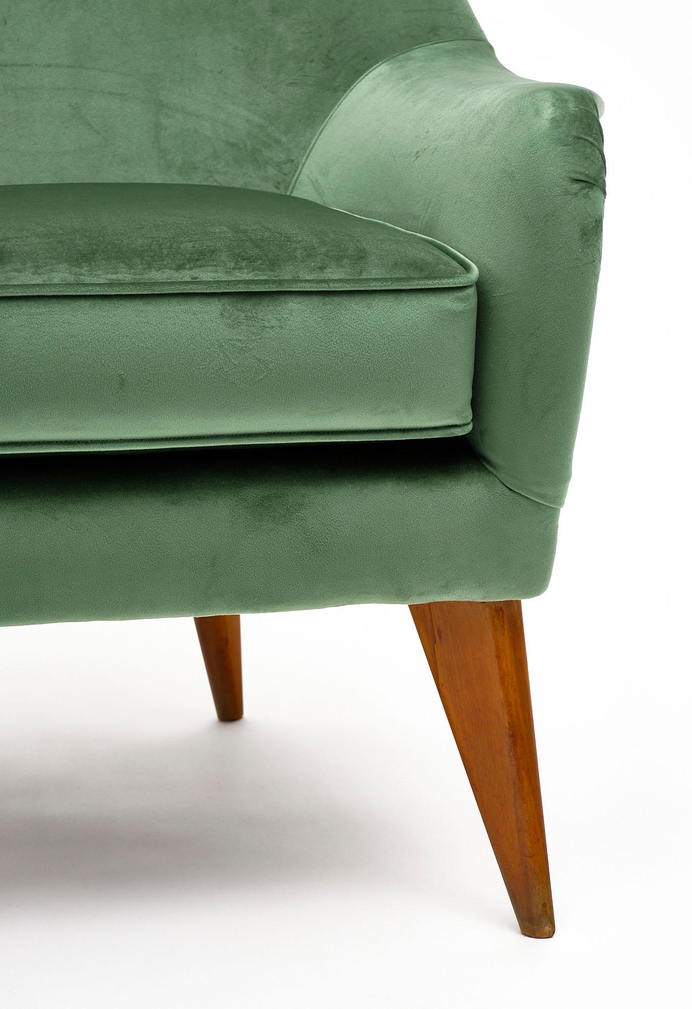 Late 20th Century Italian Green Velvet Armchairs