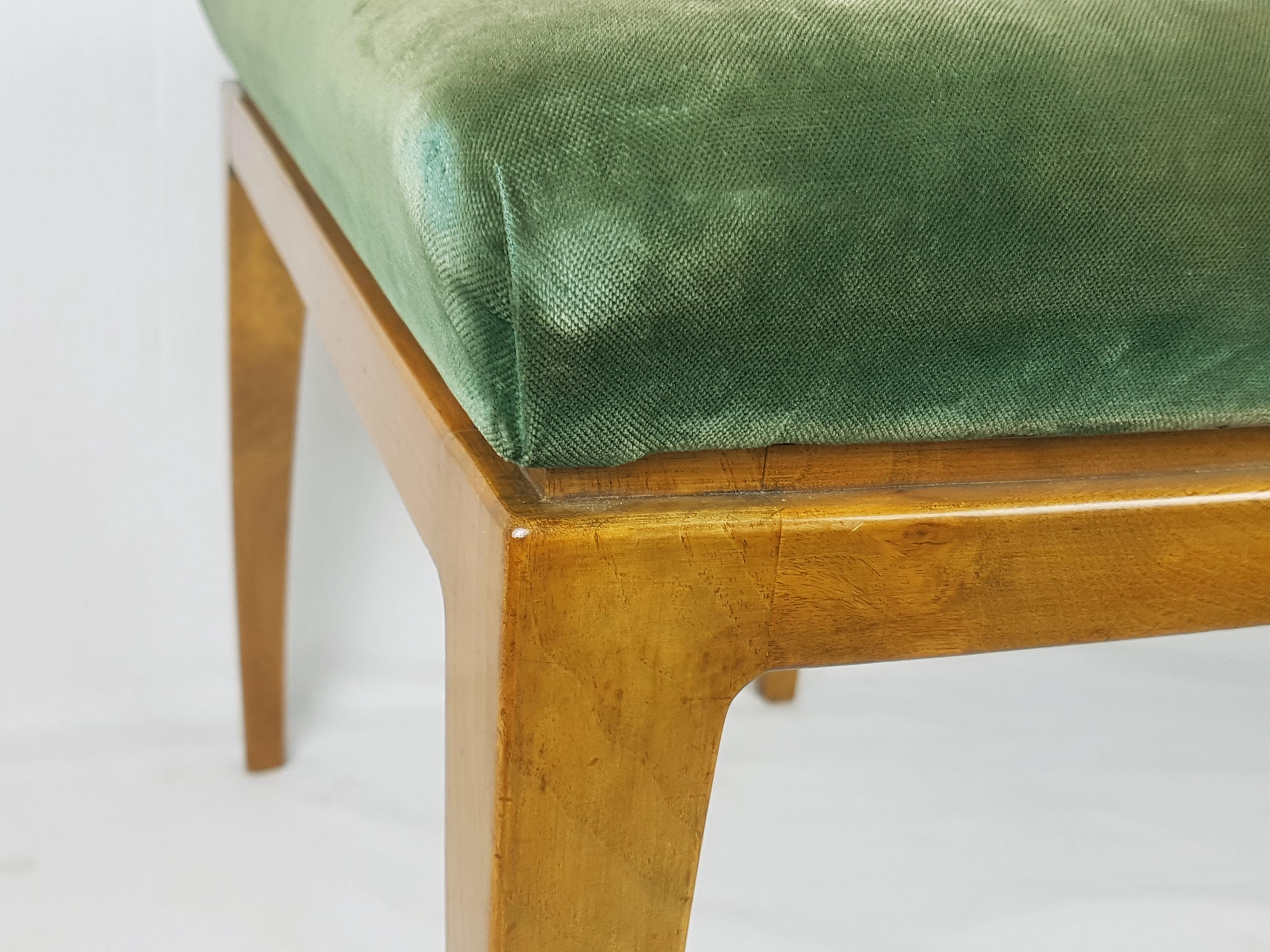 Mid-20th Century Italian green velvet & wood Mid Century Modern stools/ottomans For Sale