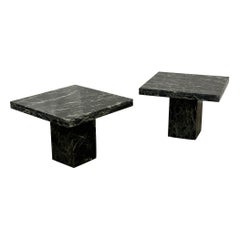 Italian Green Verde Marble Pedestal Tables