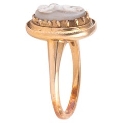 Italian Grey Agate Ring With Renaissance Cupid Cameo , early 17th Century