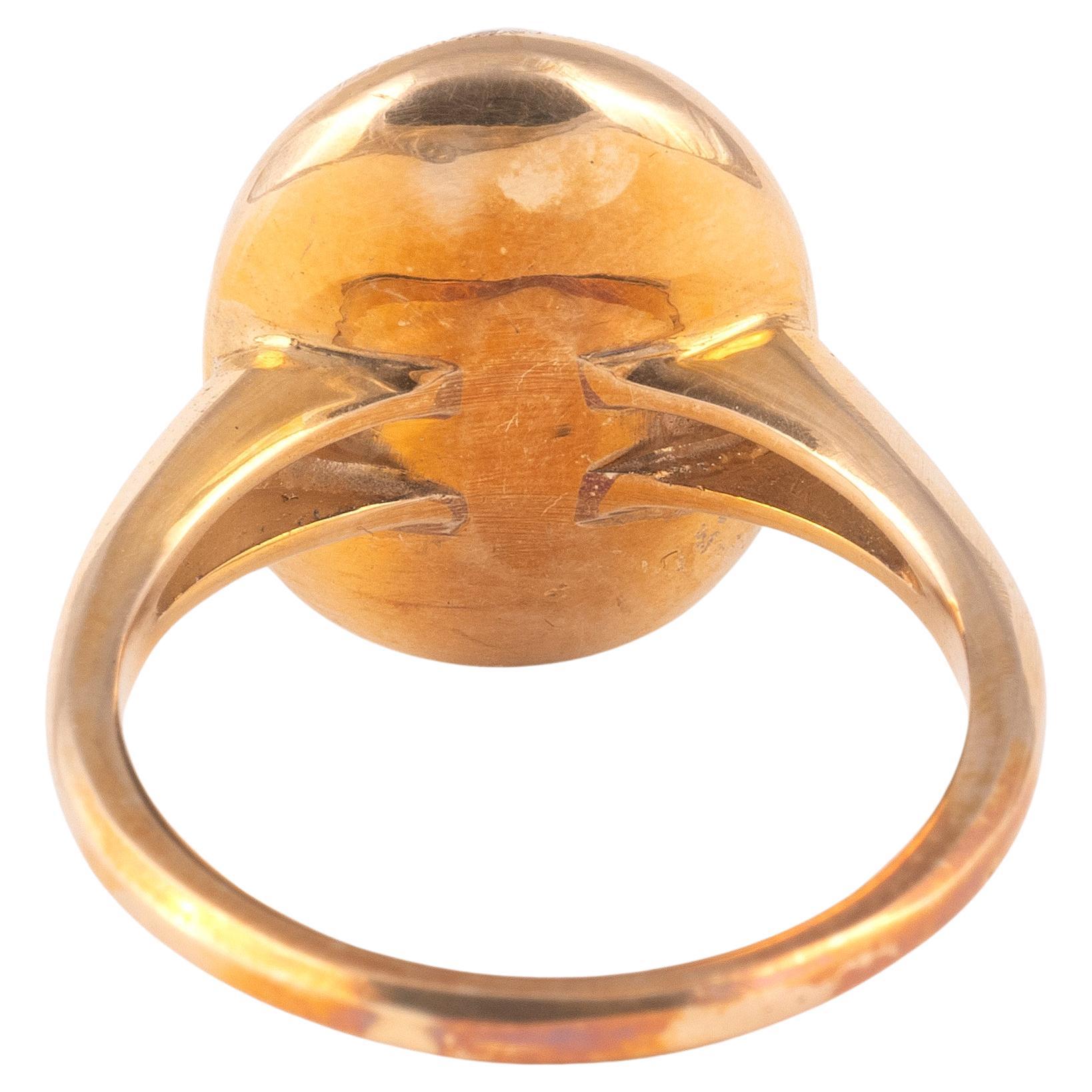 Baroque Italian Grey Agate Ring With Renaissance Cameo For Sale