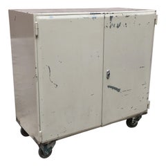 Vintage Italian Grey Enameled Metal Laboratory Cabinet, 1960s