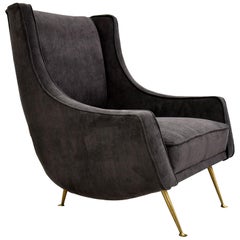 Italian Grey Mid-Century Modern Armchair