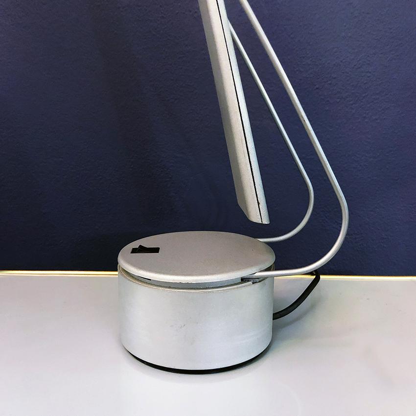 Albanian Italian Grey Plastic and Metal Adjustable Table Lamp, Produced by Paf, 1980s For Sale