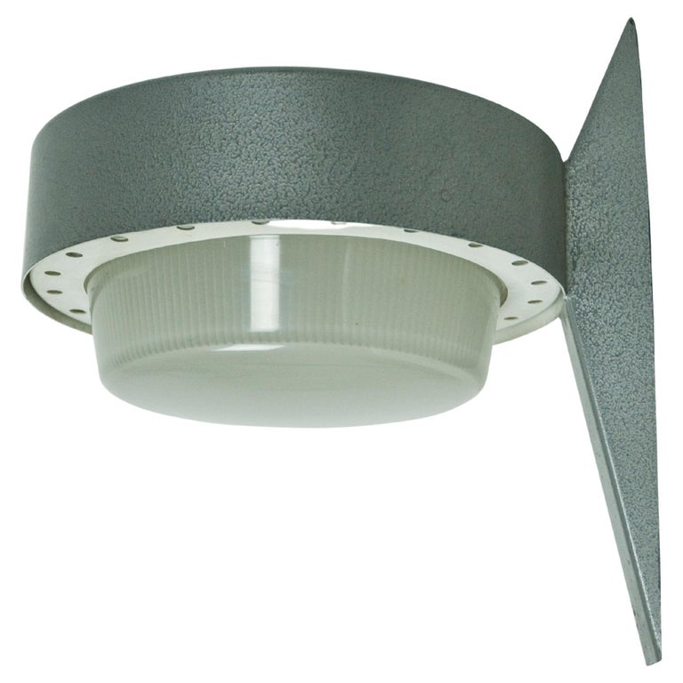 Italian Grey and White Metal Outdoor Wall Light, 1960s For Sale at 1stDibs