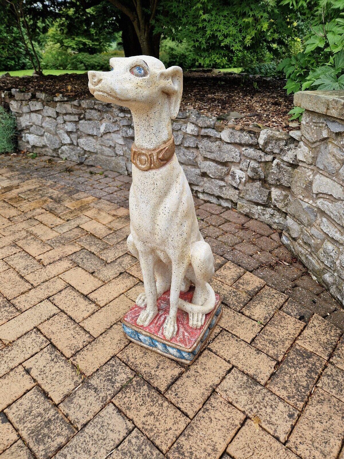 Carved Life Size Greyhound Dog Sculpture Art Deco